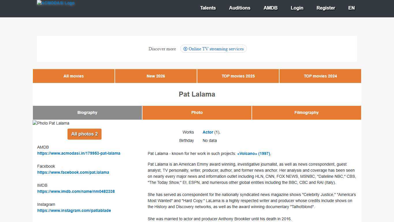 Pat Lalama - Actor — ACMODASI India