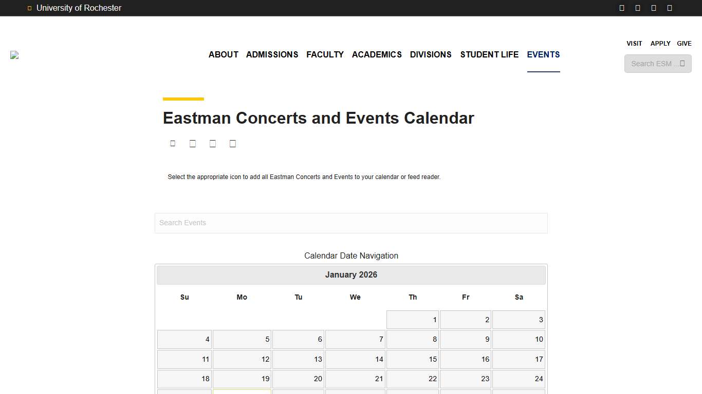 Eastman Concerts and Events Calendar – Eastman School of Music
